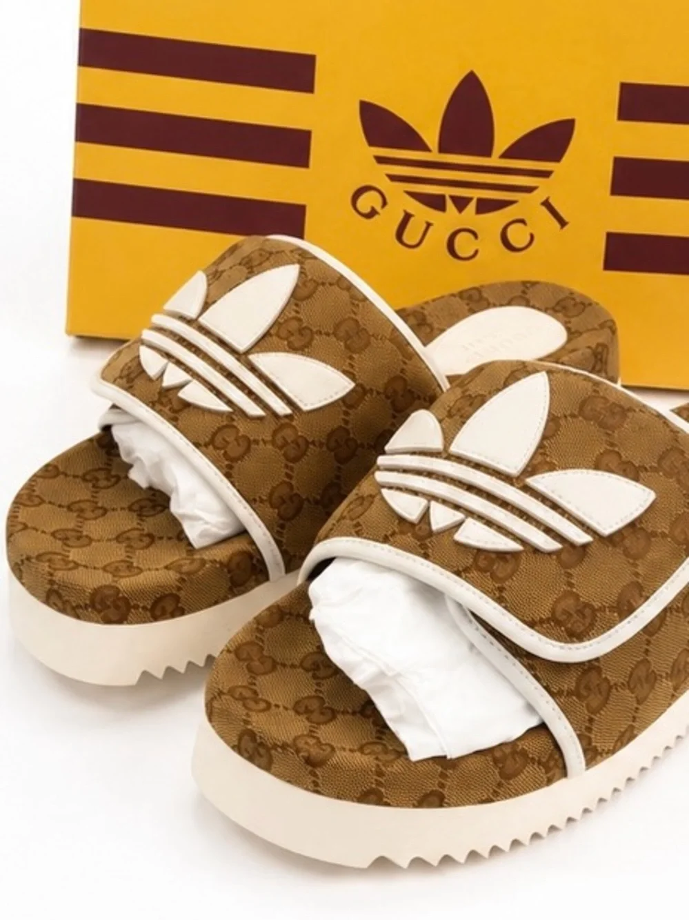 NWB Authentic Gucci x Adidas GG Monogram Platform Slides Men’s 10